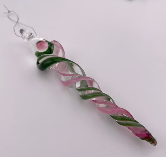 Telemagenta and Plantphibian Glass Icicle Ornament