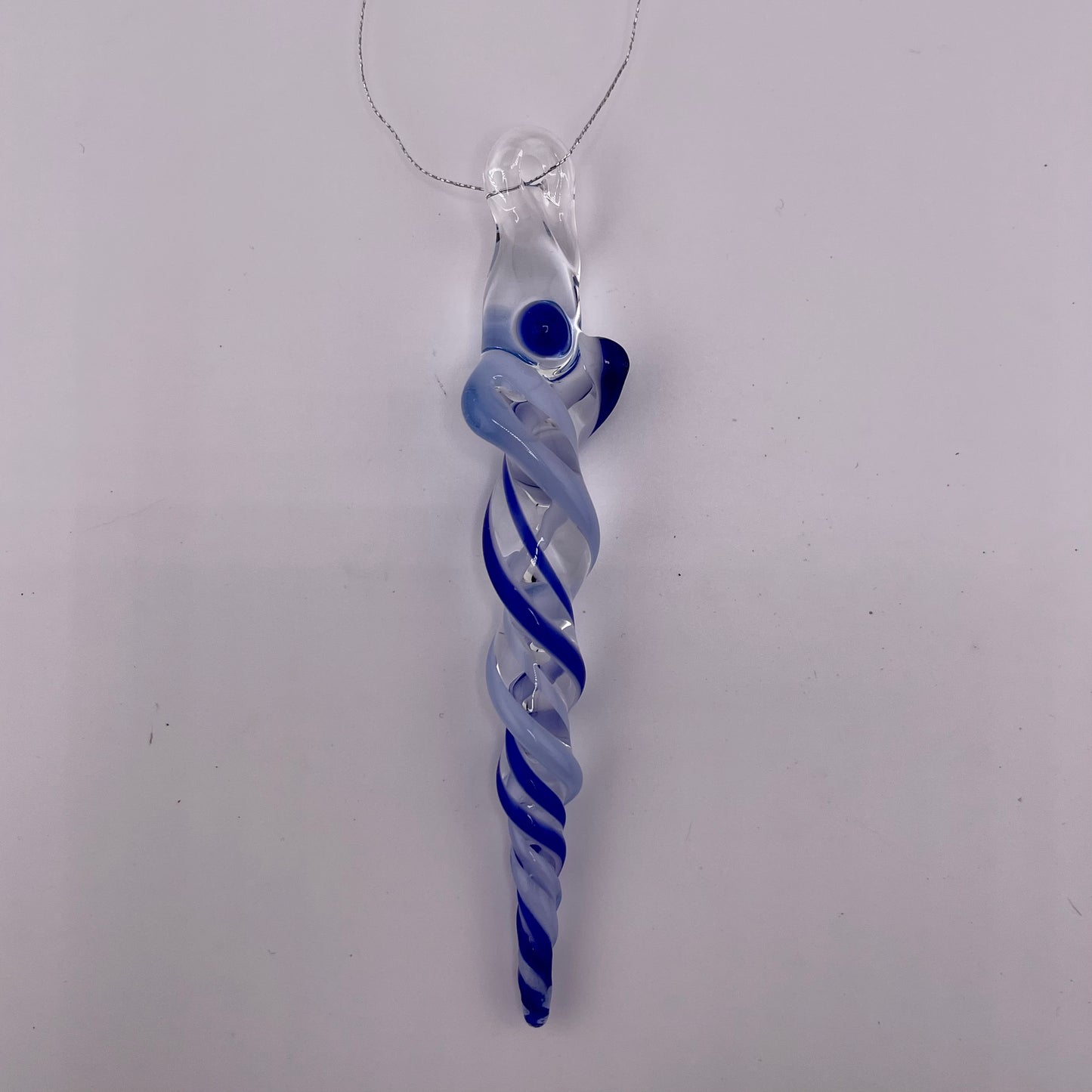 Neptune Blue and light blue Glass Icicle Ornament