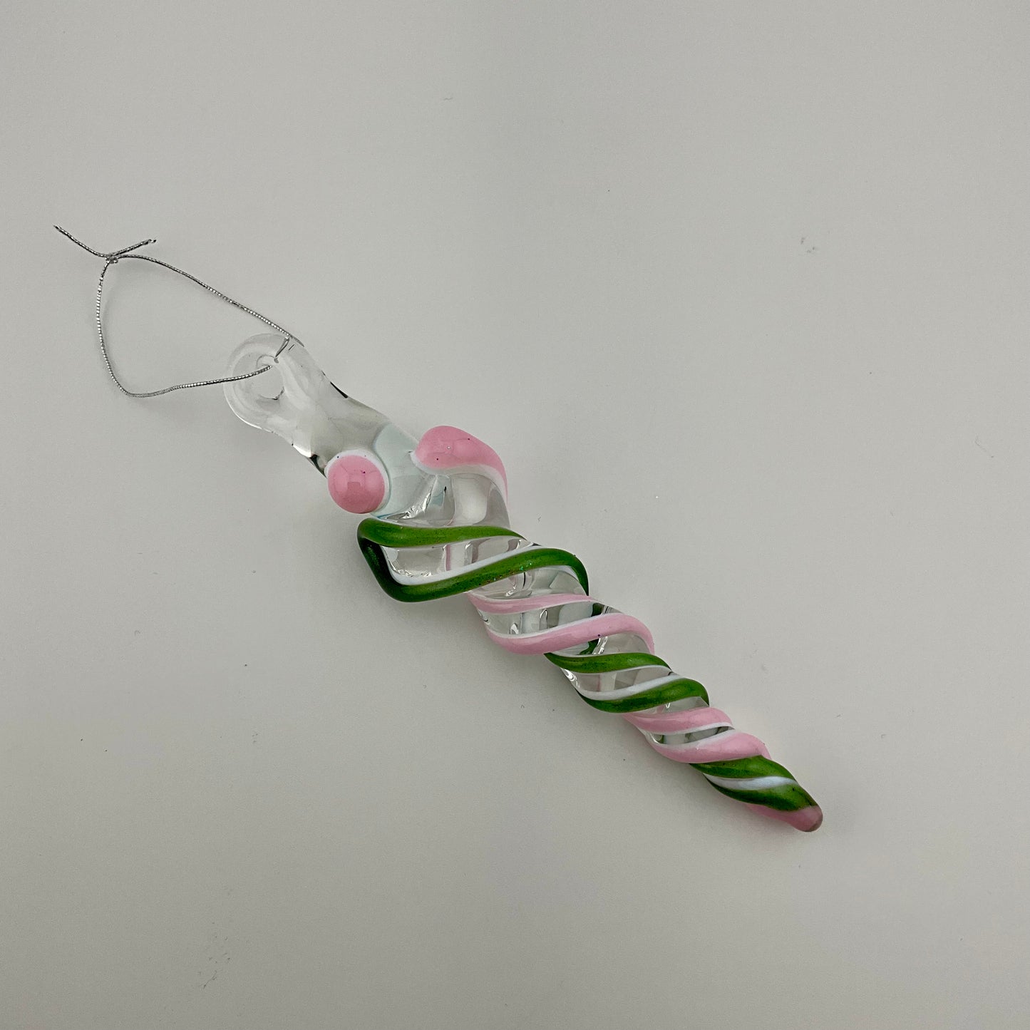 3 Pack of Cadillac Pink and Sparkly Green Icicle Ornament  "Holiday Special"