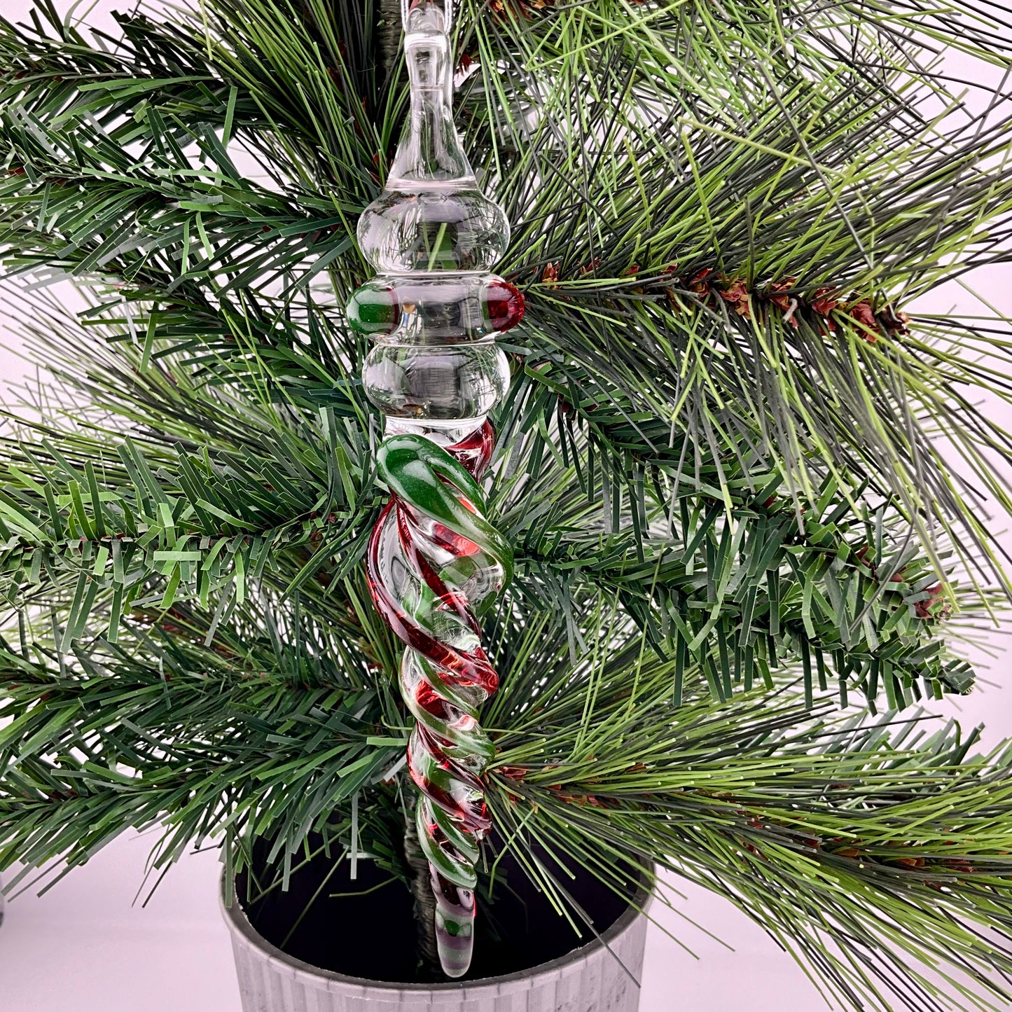 4 Pack Elvis Red and Sparkly Green Glass Icicle Ornament  "Holiday Special"