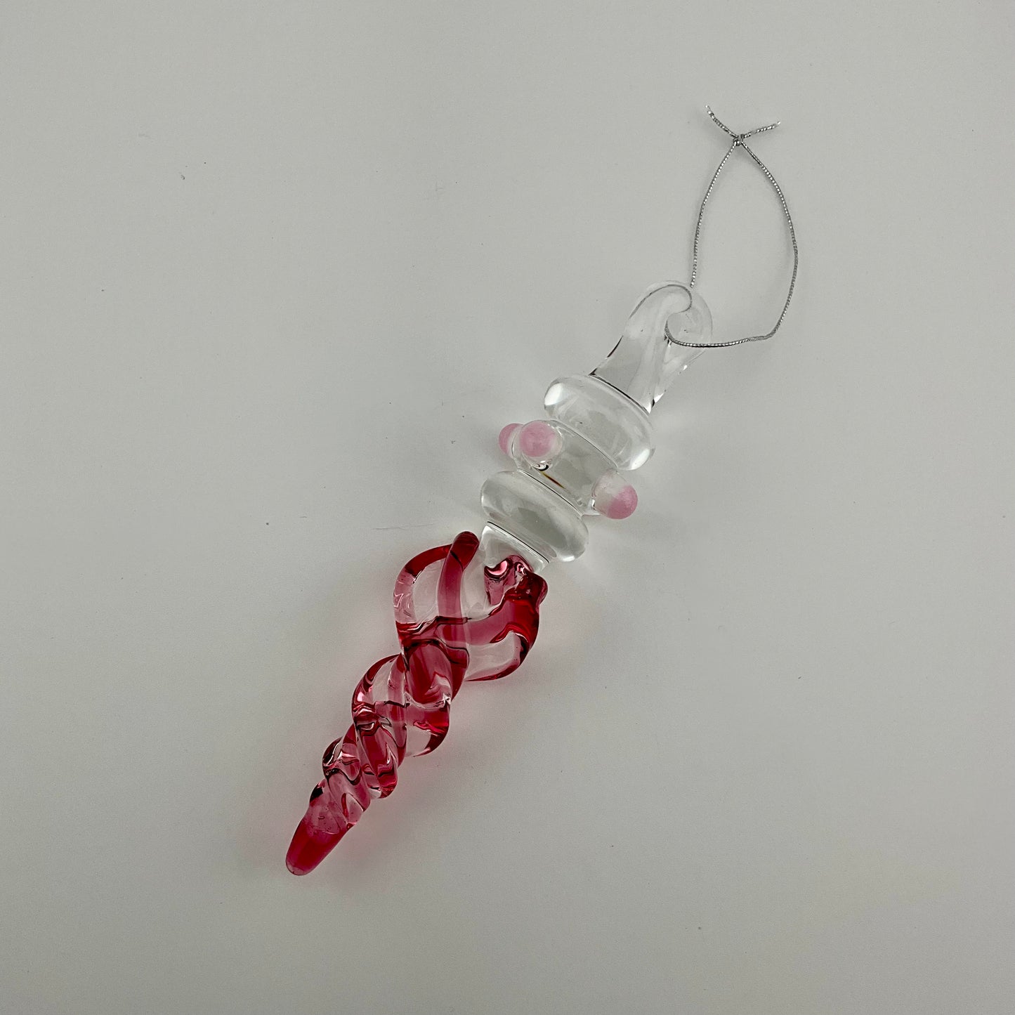 Mini Maria Gold Ruby Colored Glass Icicle Ornament