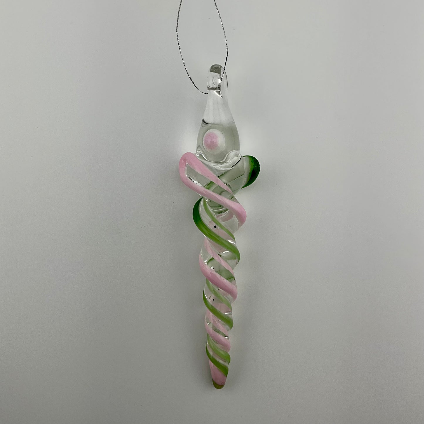 Plantphibian Green and Pink Cadillac Glass Icicle Ornament