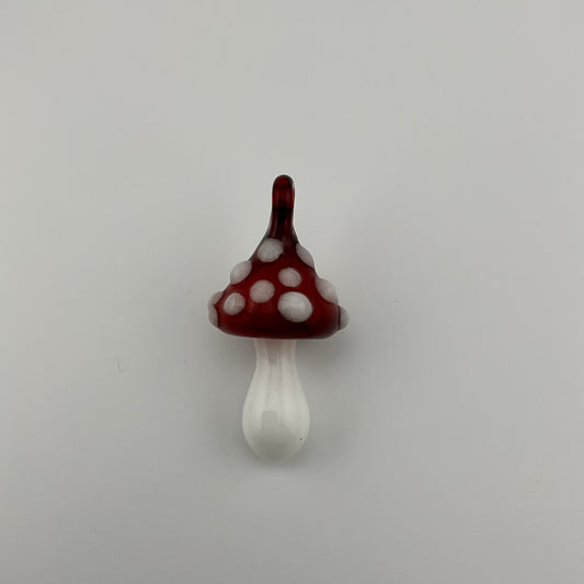 Red and White Glow in the Dark Mushroom Pendant