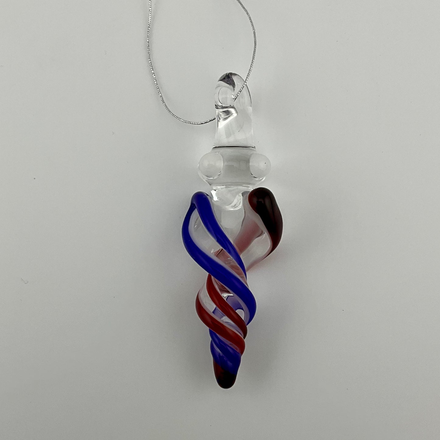 Mini Elvis Red and Cobalt Blue over White Glass Icicle Ornaments