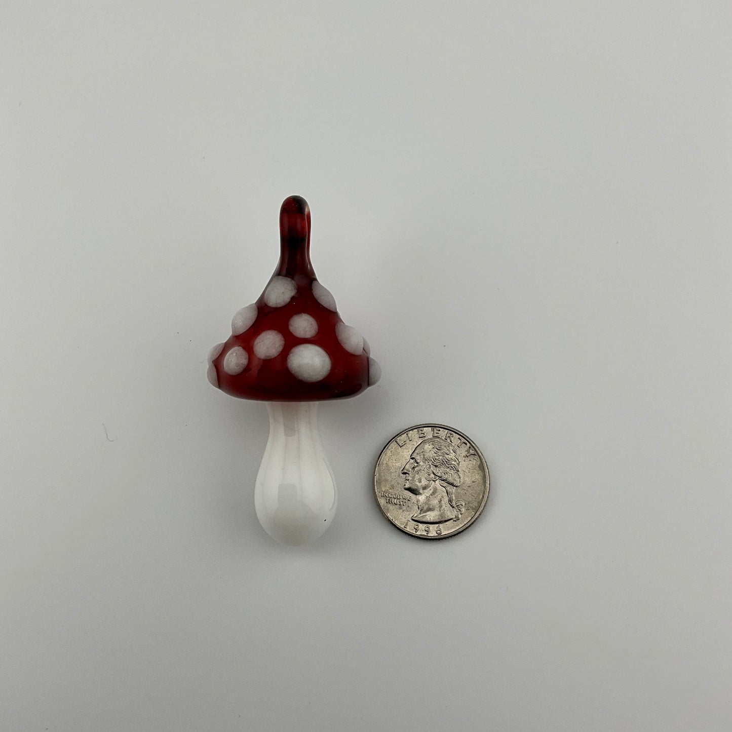 Red and White Glow in the Dark Mushroom Pendant