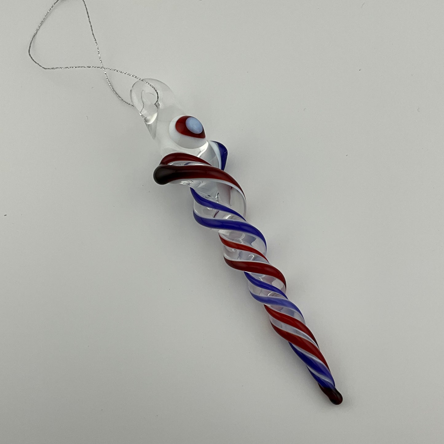 Red and Blue Glass Icicle Ornament