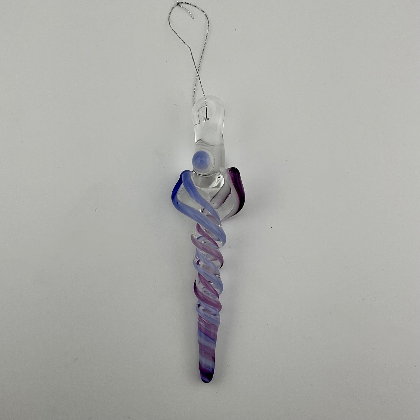 Royal Jelly and Neptune Blue Glass Icicle Christmas Ornaments