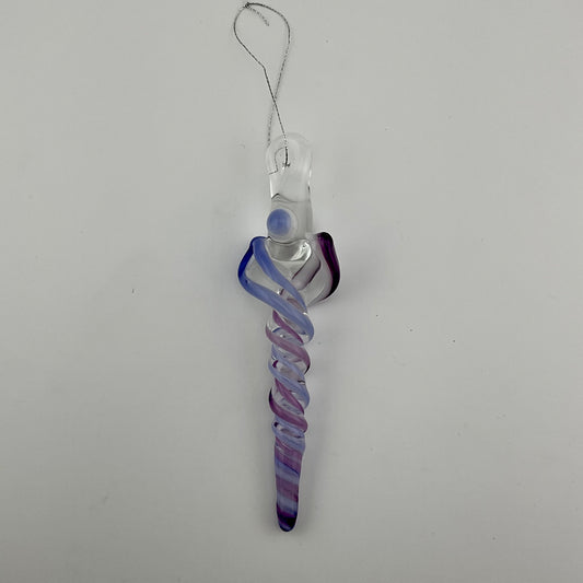 Royal Jelly and Neptune Blue Glass Icicle Christmas Ornaments