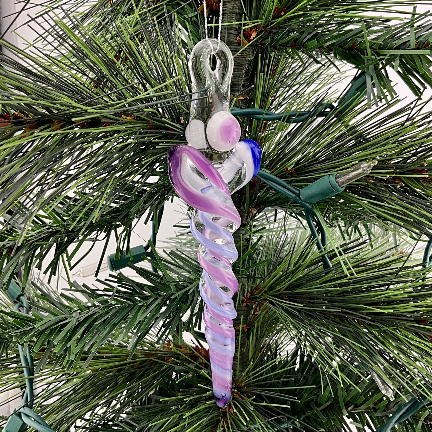 Royal Jelly and Neptune Blue Glass Icicle Christmas Ornaments