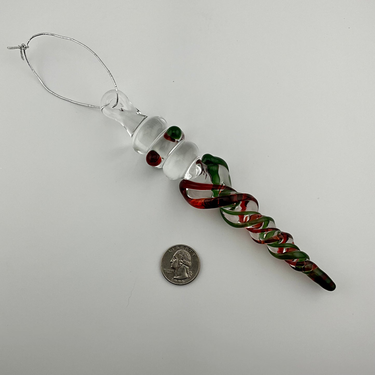 4 Pack Elvis Red and Sparkly Green Glass Icicle Ornament  "Holiday Special"