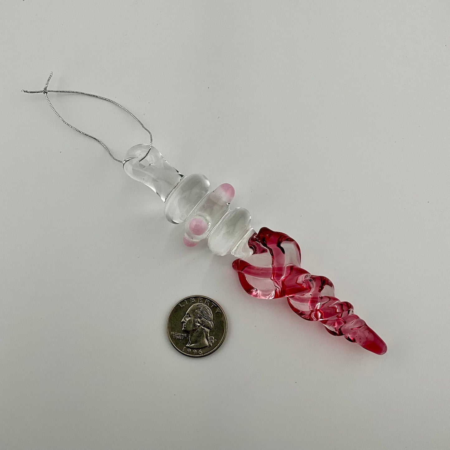 Mini Maria Gold Ruby Colored Glass Icicle Ornament