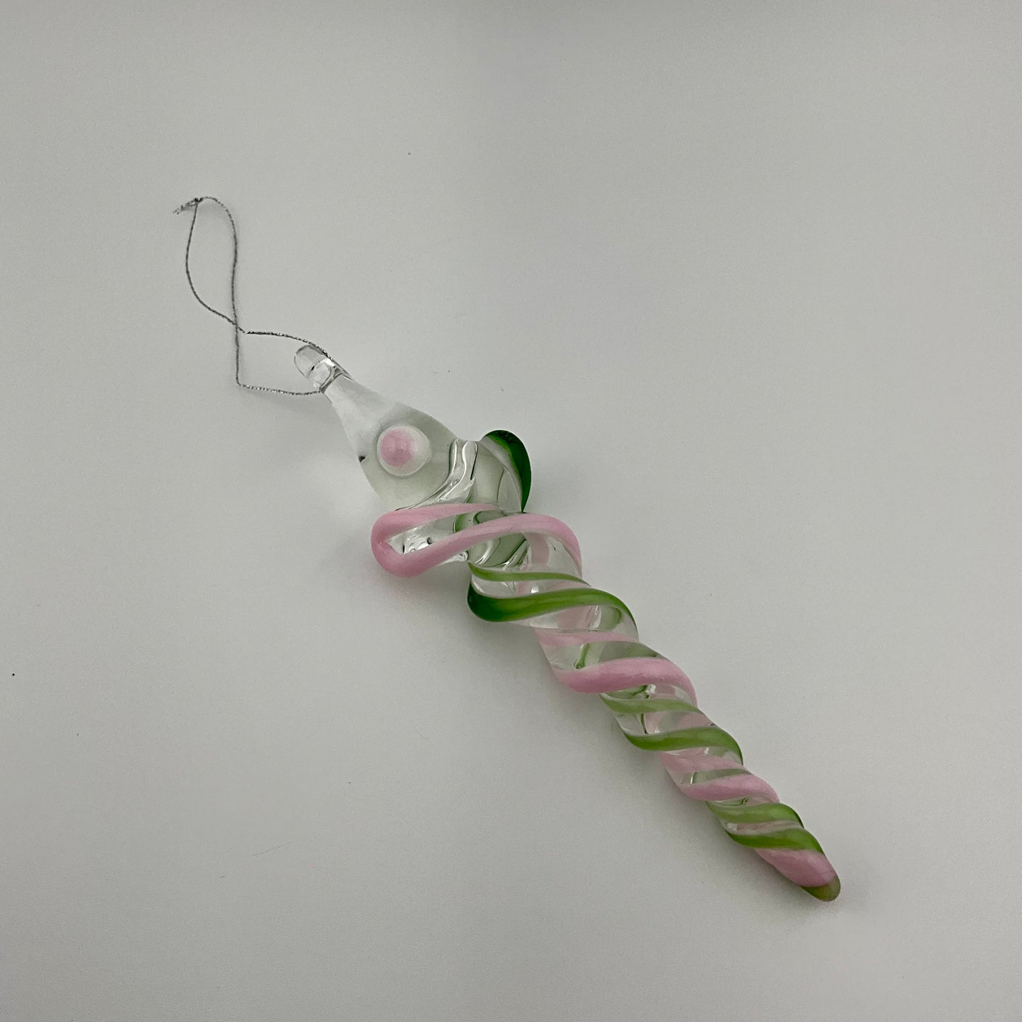 Plantphibian Green and Pink Cadillac Glass Icicle Ornament