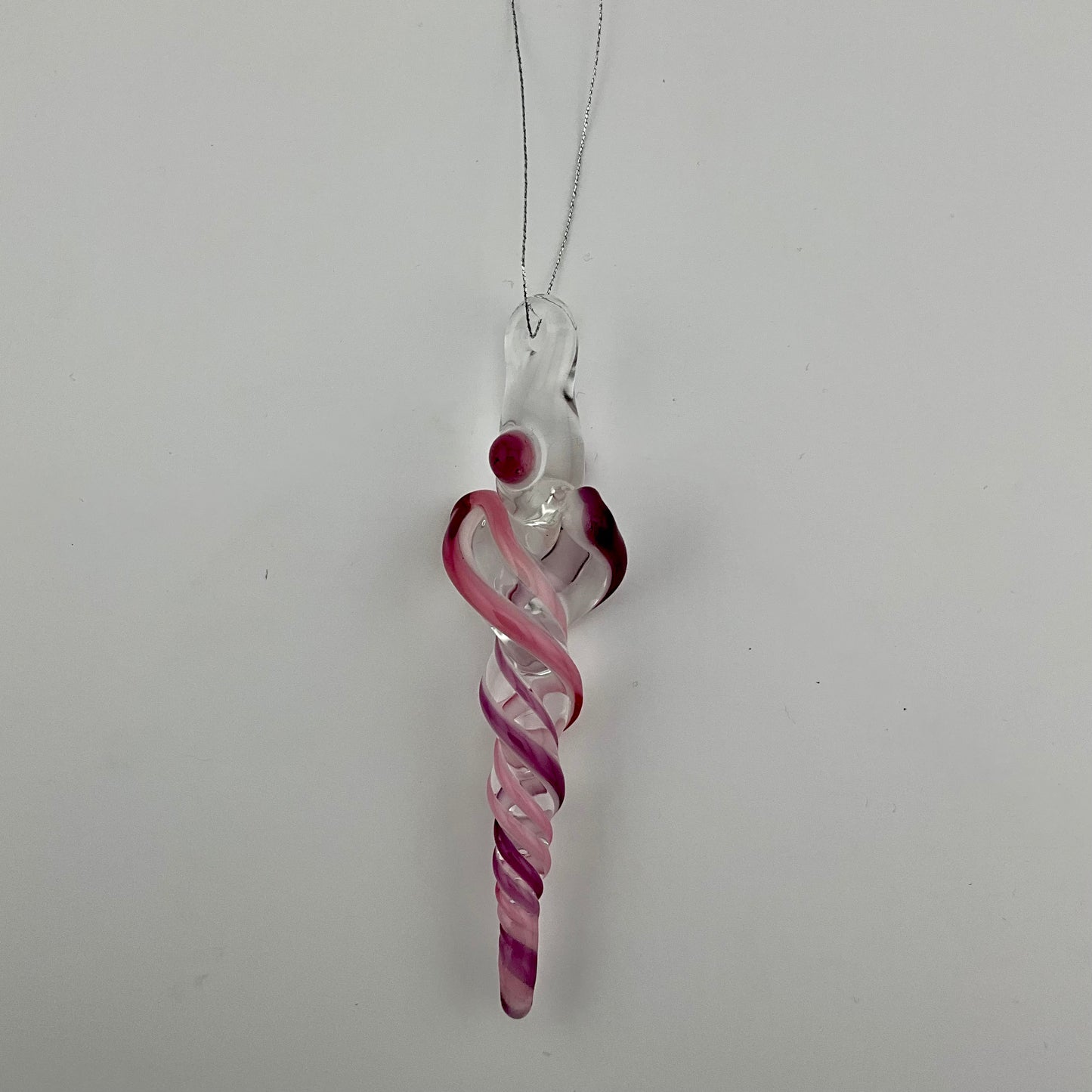 Gold Ruby over White Glass Icicle Christmas Ornaments