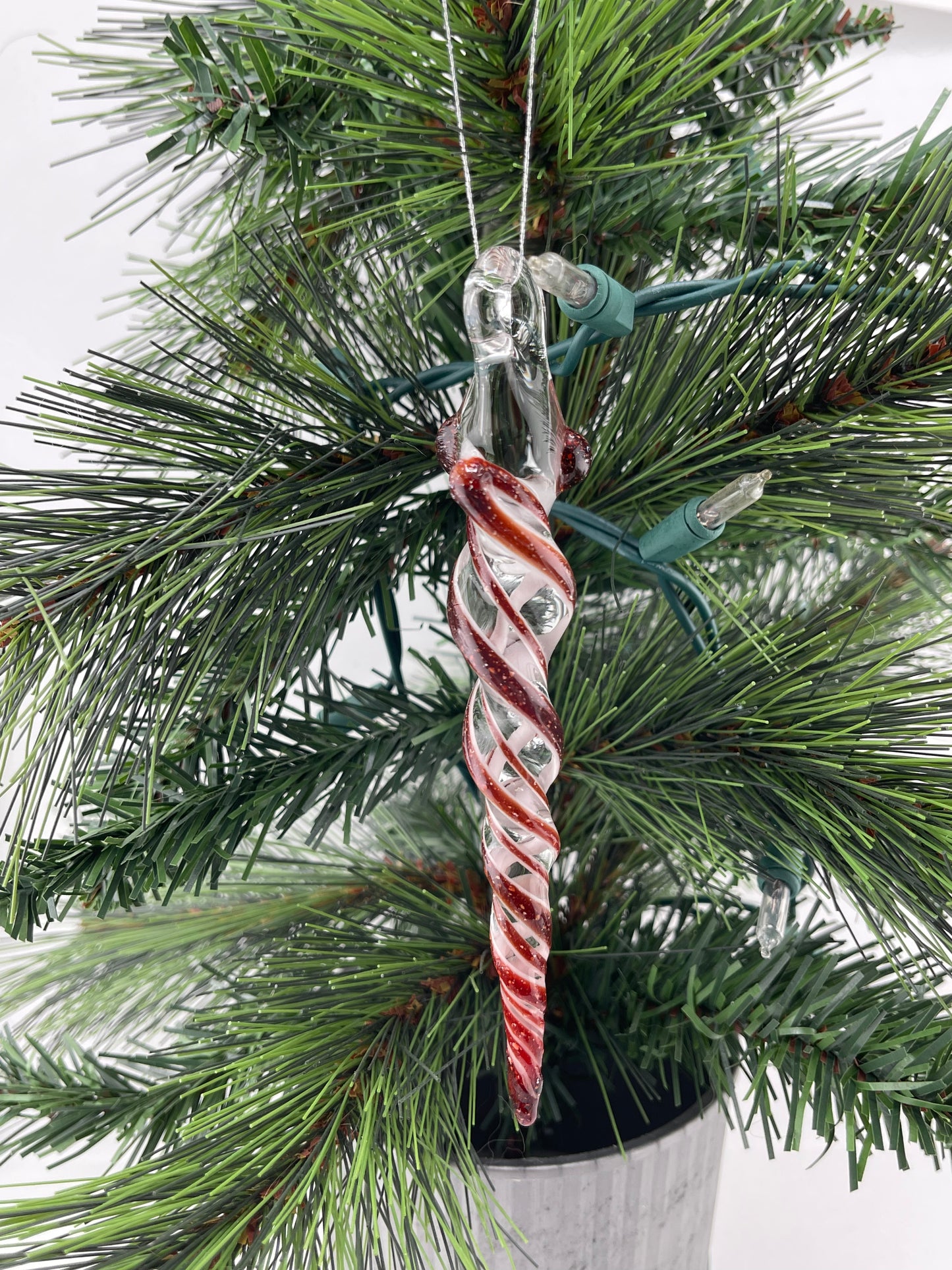 Blizzard Red Glass Icicle Ornament