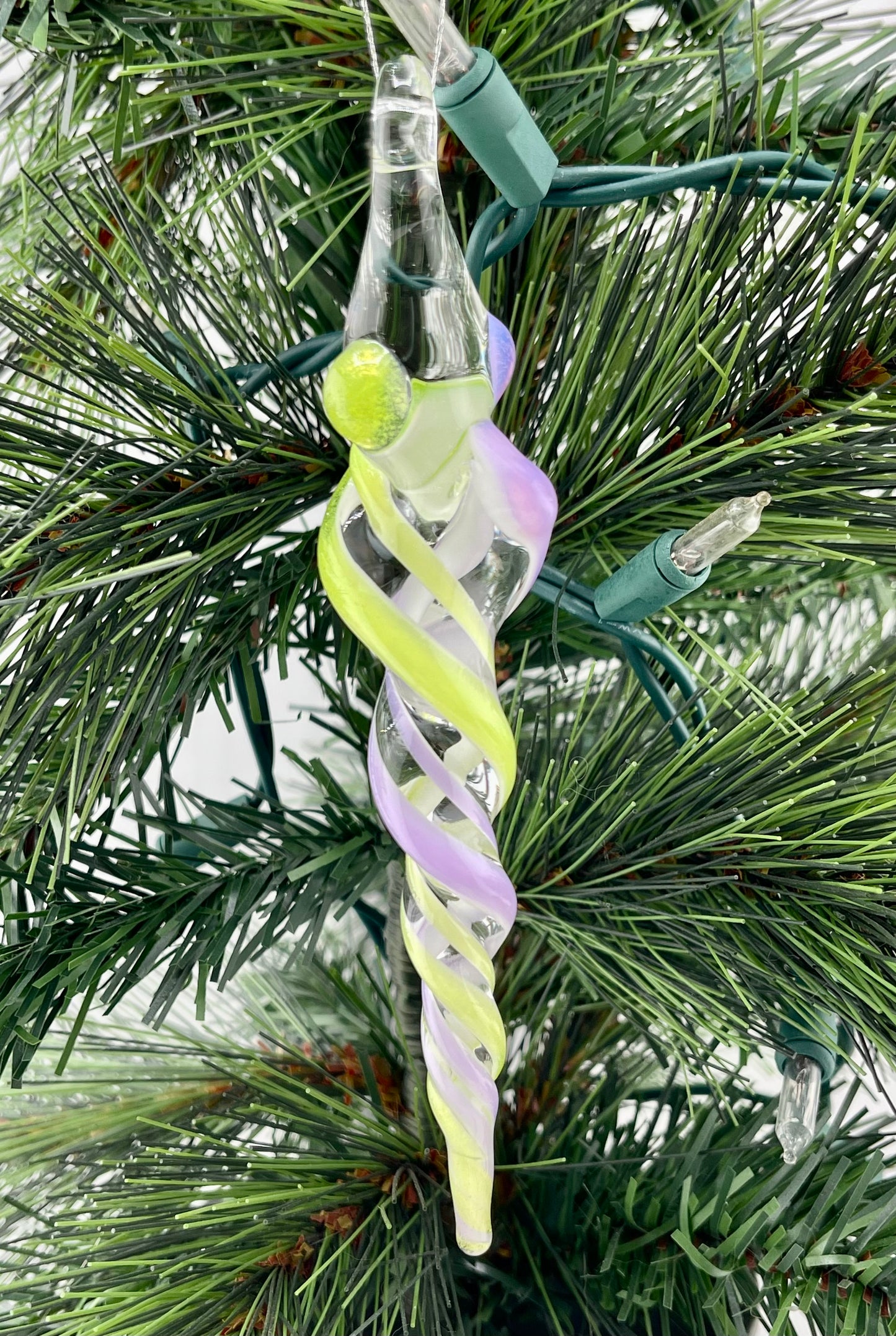 Slime Green and Pink Icicle Ornament