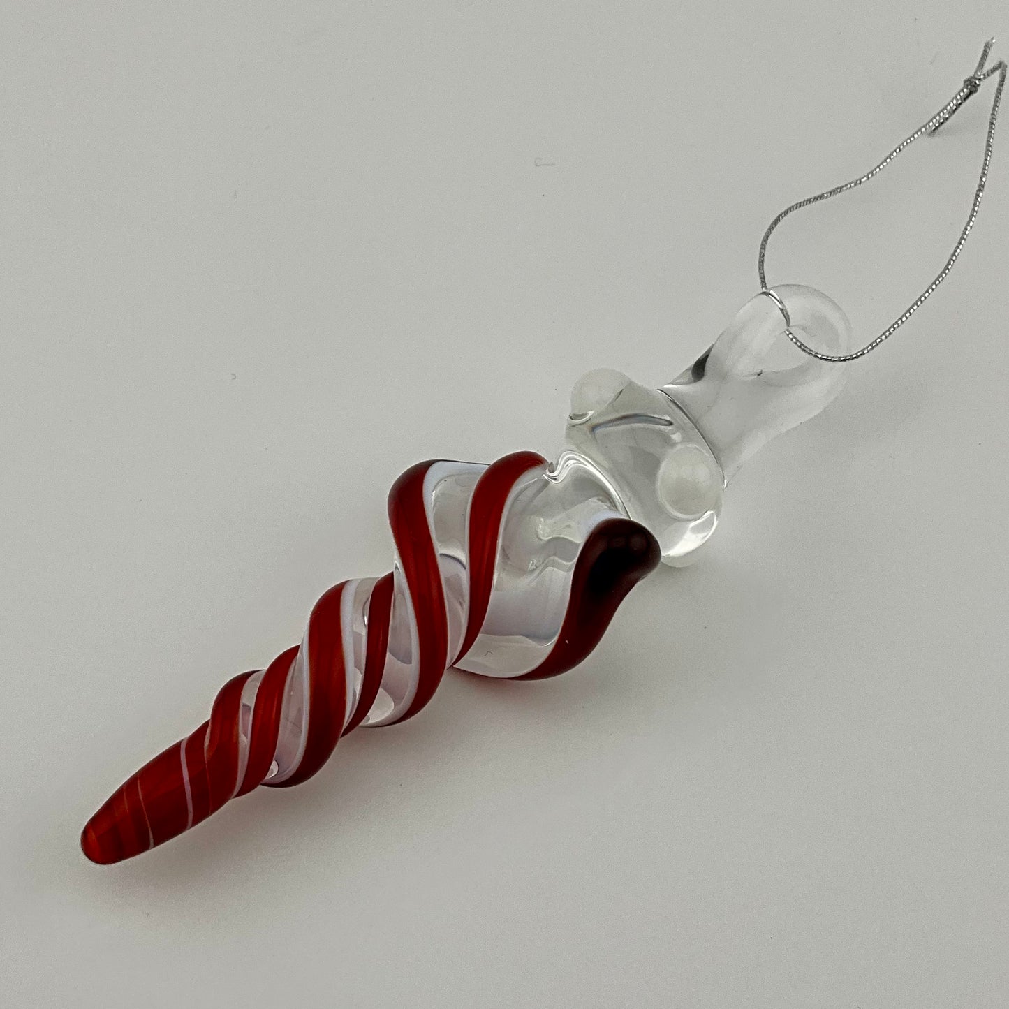 Mini Elvis Red over White Glass Icicle Ornaments