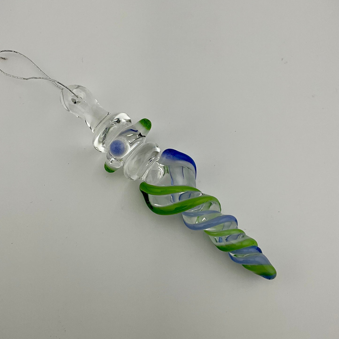 3 Pack Plantphibian Green and Neptune Blue Glass Icicle Ornament  "Holiday Special"