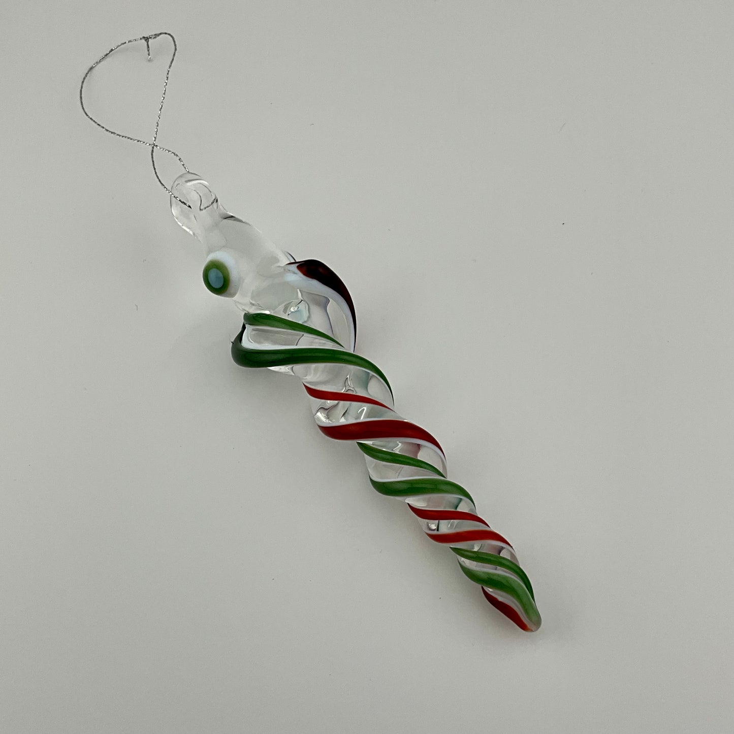 Red and Green Glass Icicle Ornament