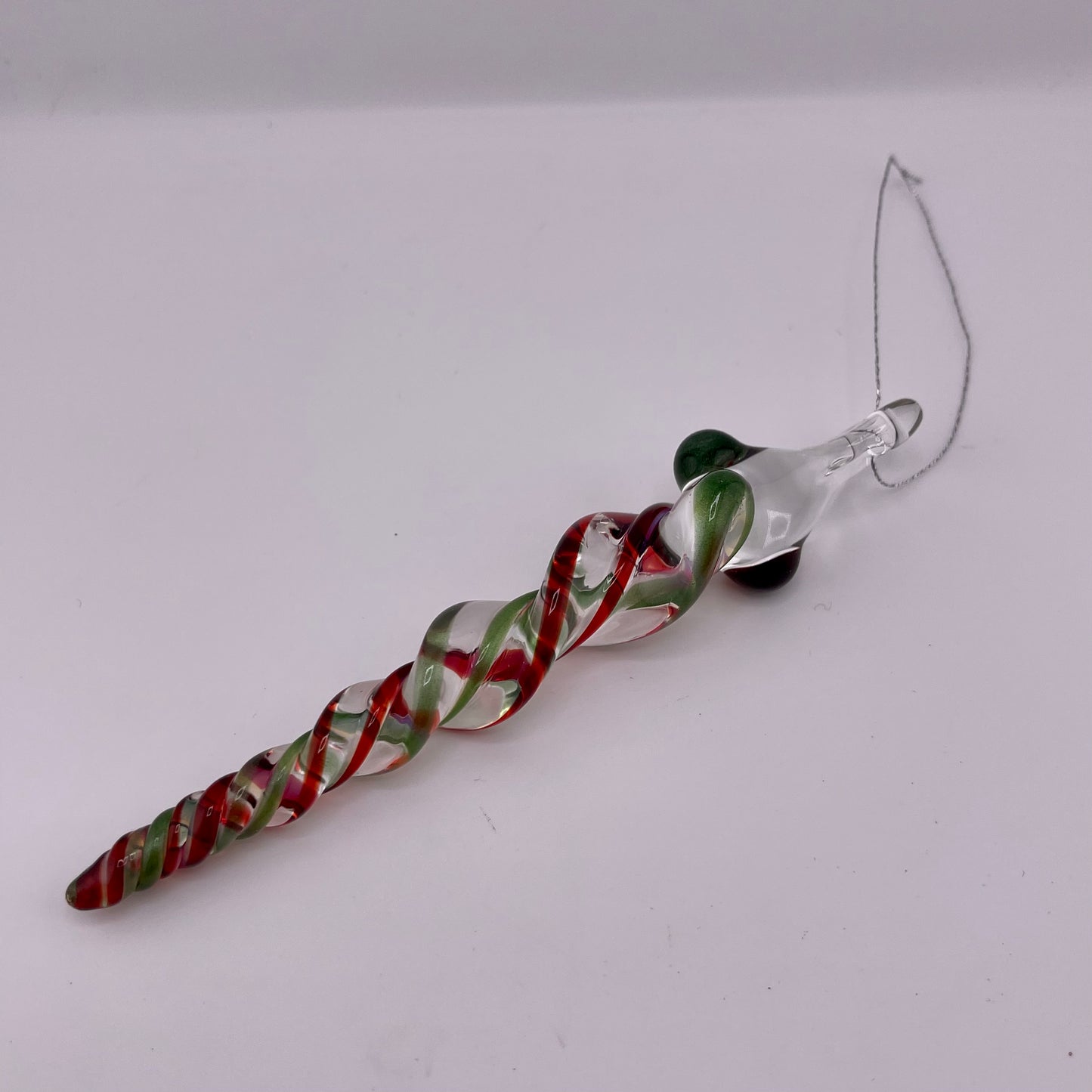 Elvis Red and Green over White Glass Icicle Ornament