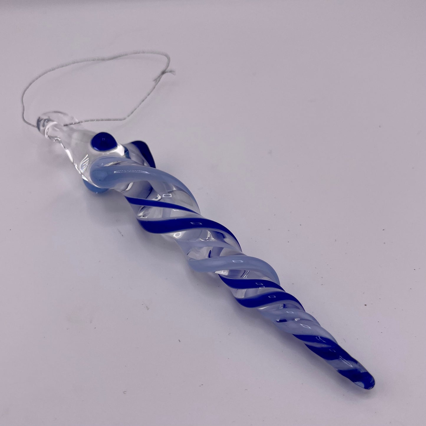 Neptune Blue and light blue Glass Icicle Ornament