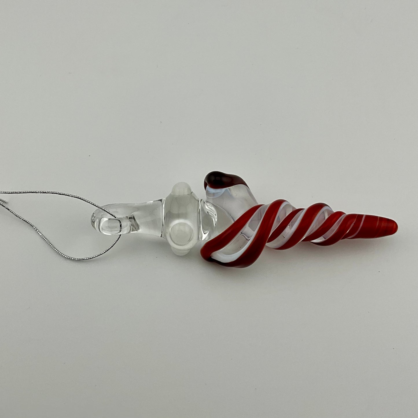 Mini Elvis Red over White Glass Icicle Ornaments