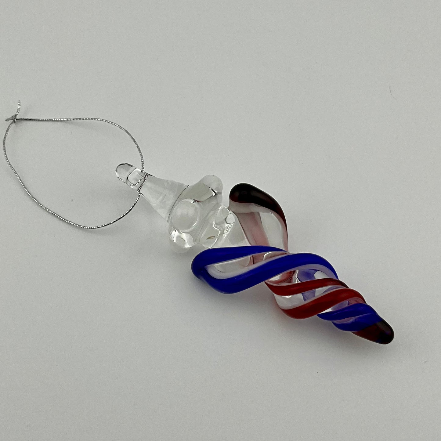 Mini Elvis Red and Cobalt Blue over White Glass Icicle Ornaments