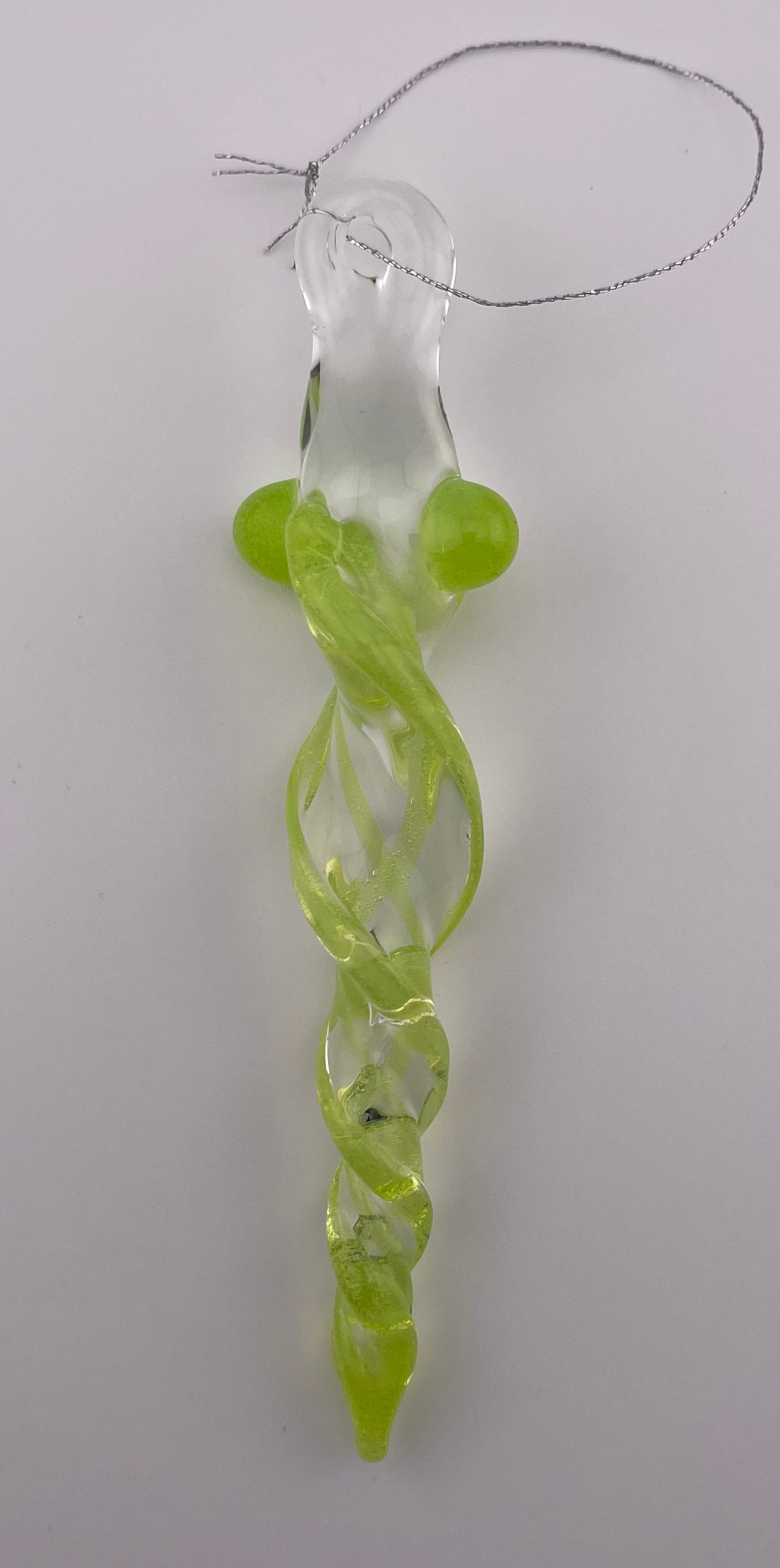 Glass Slime Green Icicle Ornament