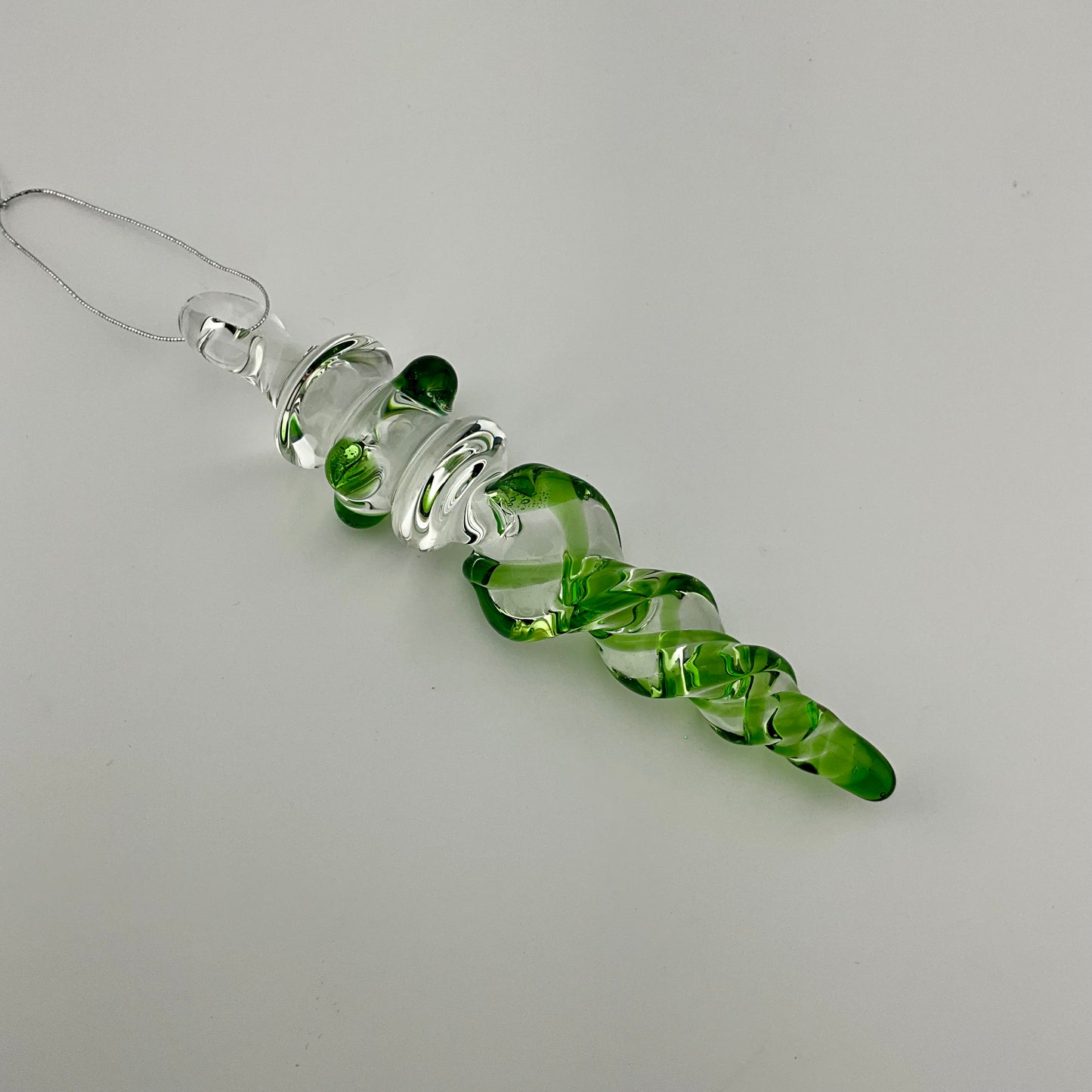 3 Pack Plantphibian Green Glass Icicle Ornament  "Holiday Special"