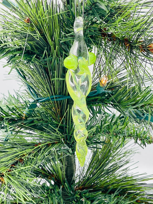 Glass Slime Green Icicle Ornament