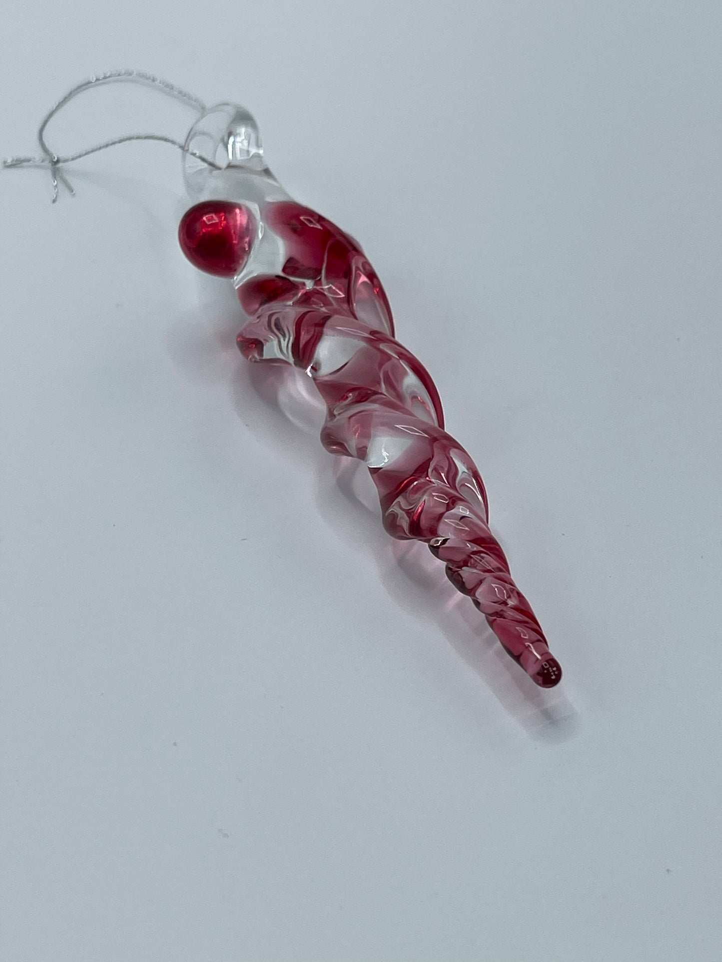 Gold Ruby Glass Icicle Christmas Ornaments