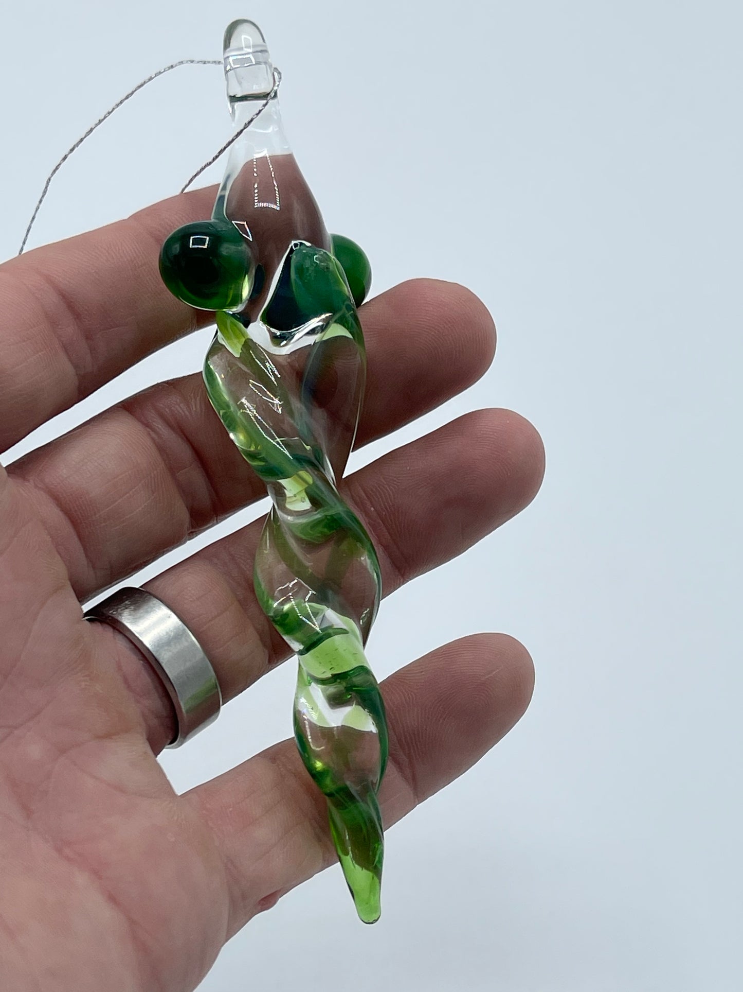 Glass Green Icicle Ornament