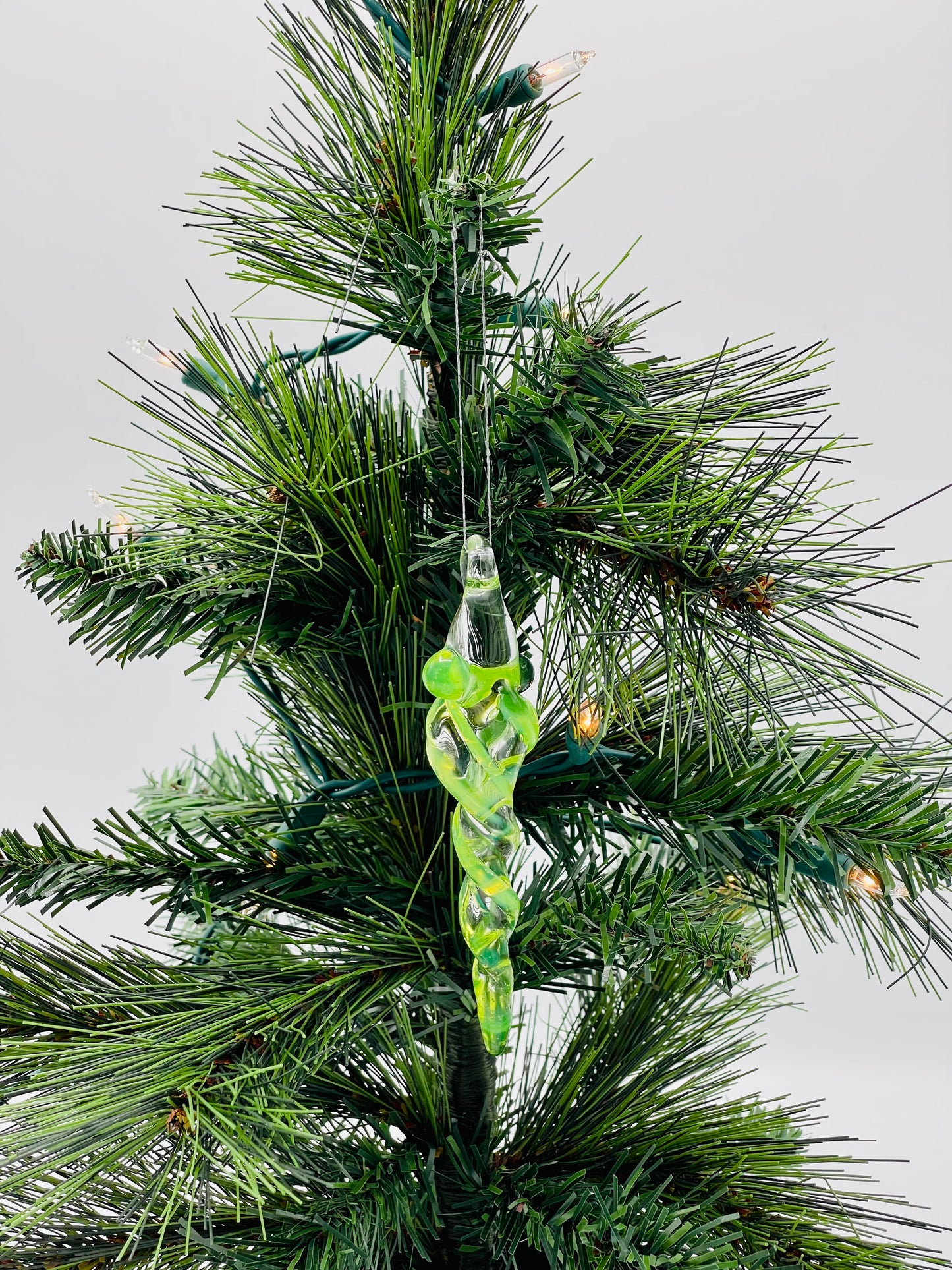 Glass Slime Green Icicle Ornament