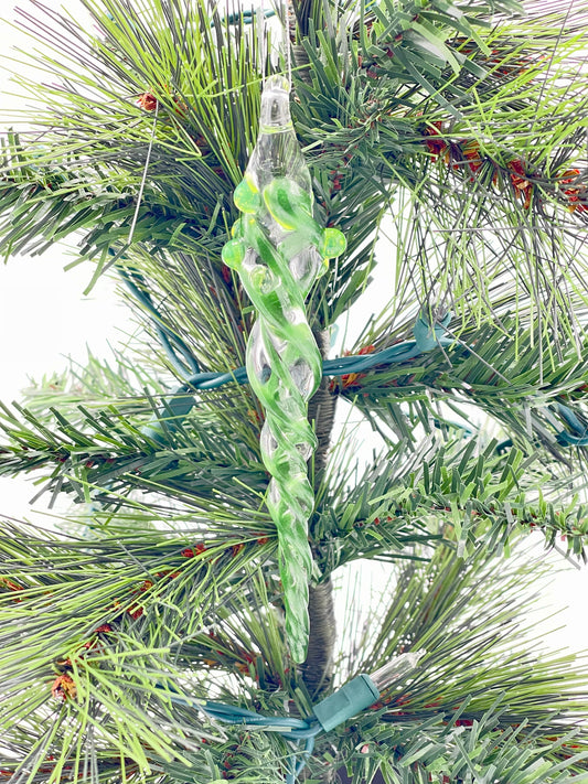 Glass Green Icicle Ornament