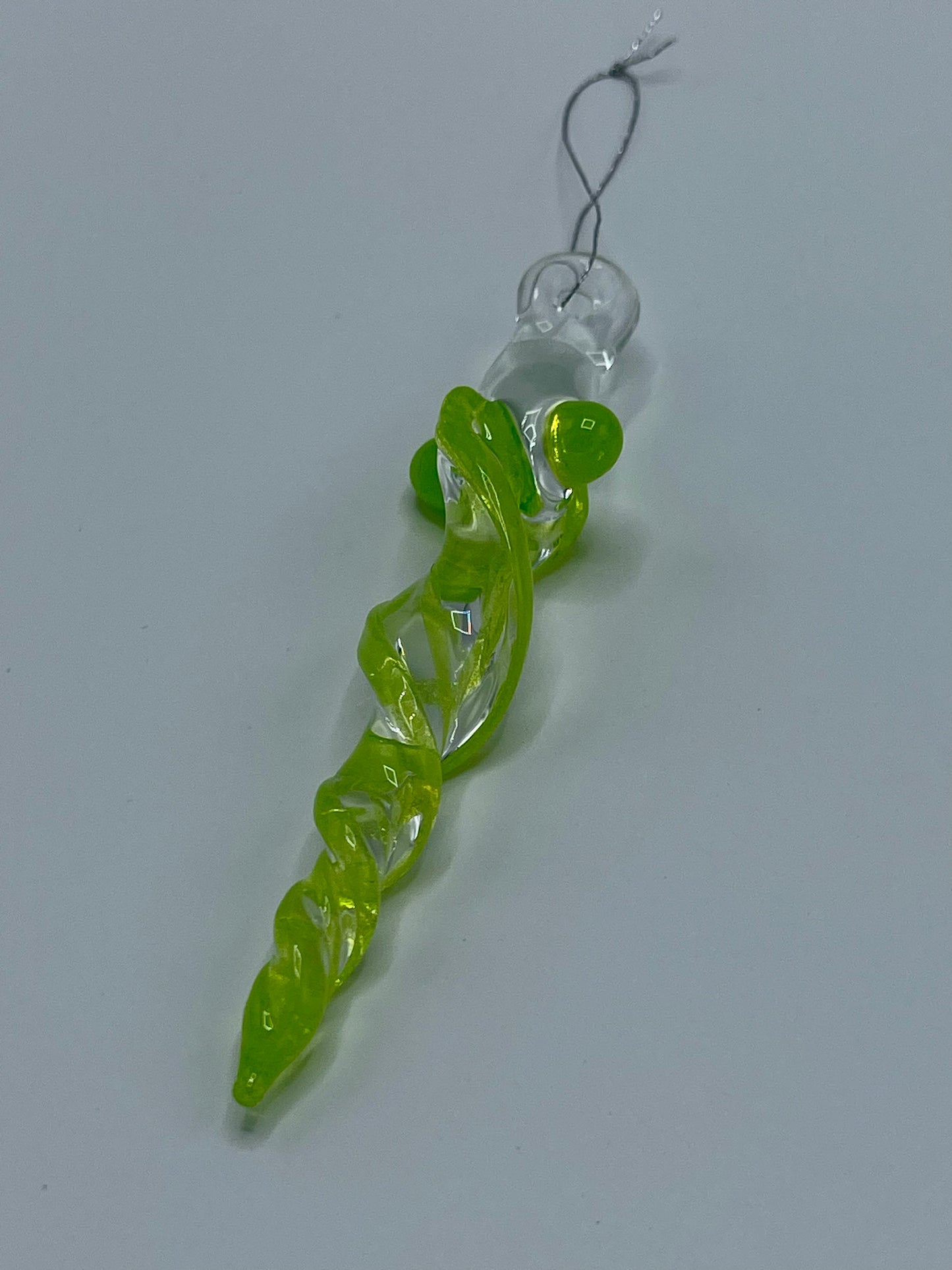 Glass Slime Green Icicle Ornament