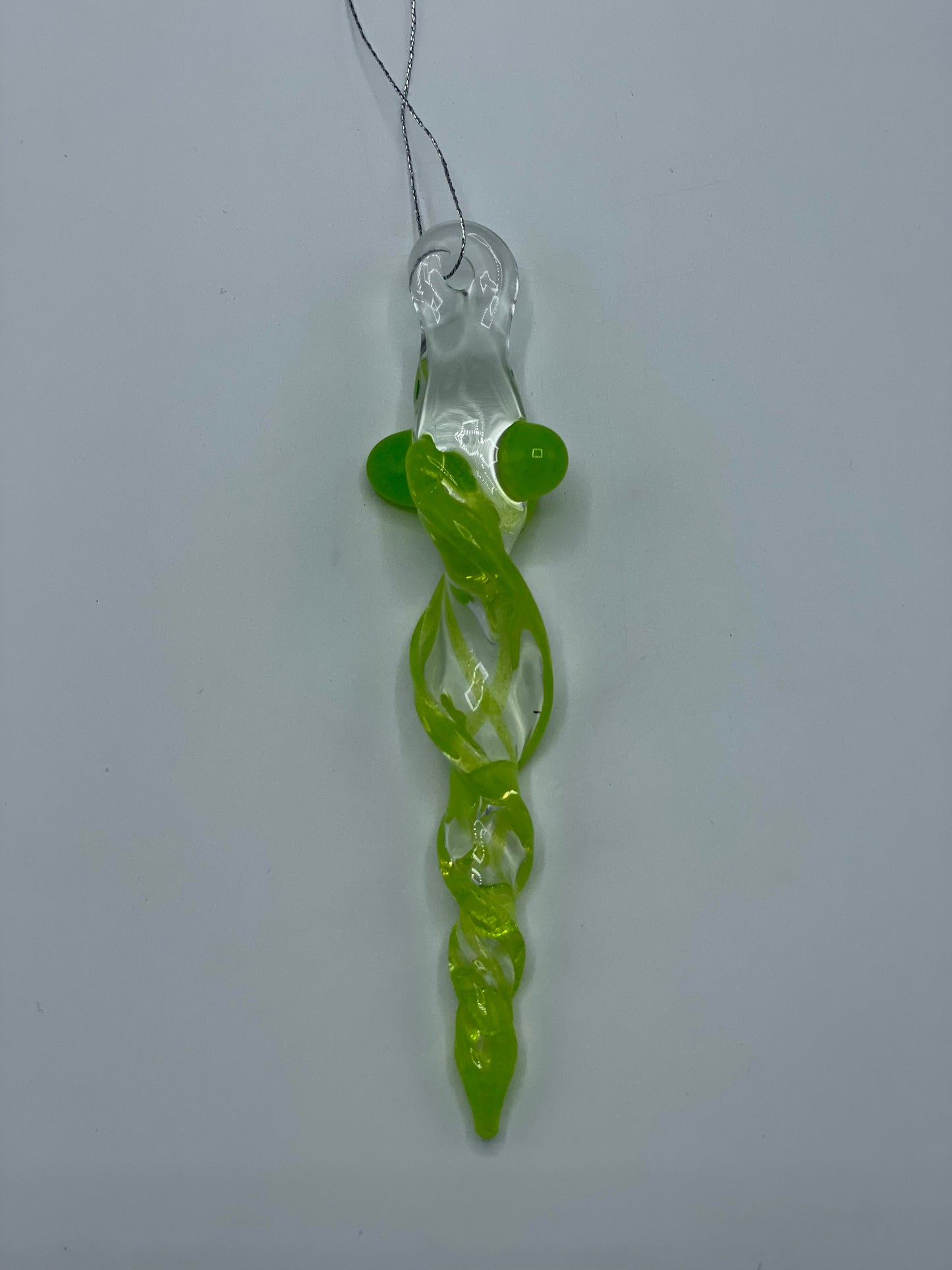 Glass Slime Green Icicle Ornament