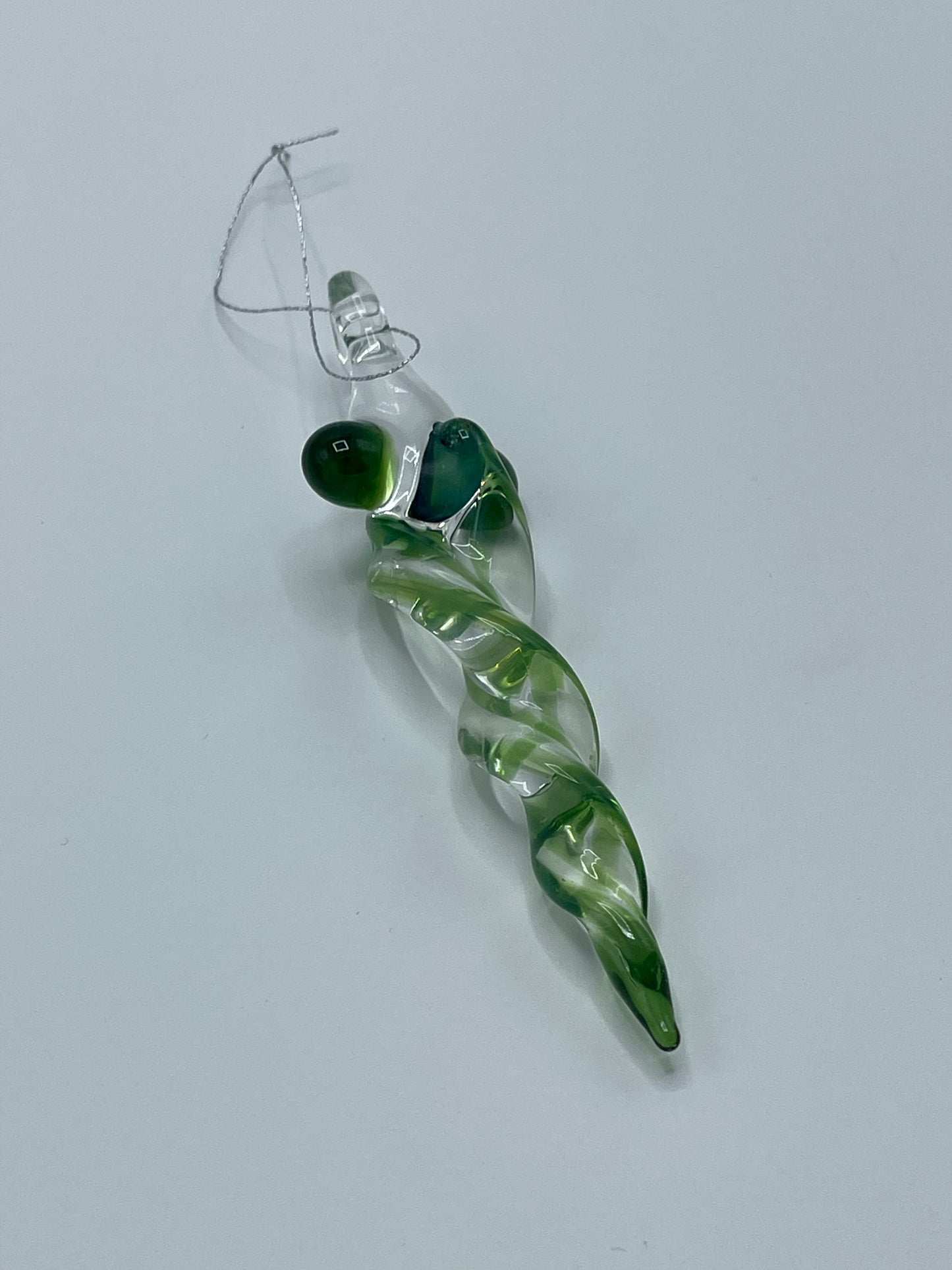 Glass Green Icicle Ornament