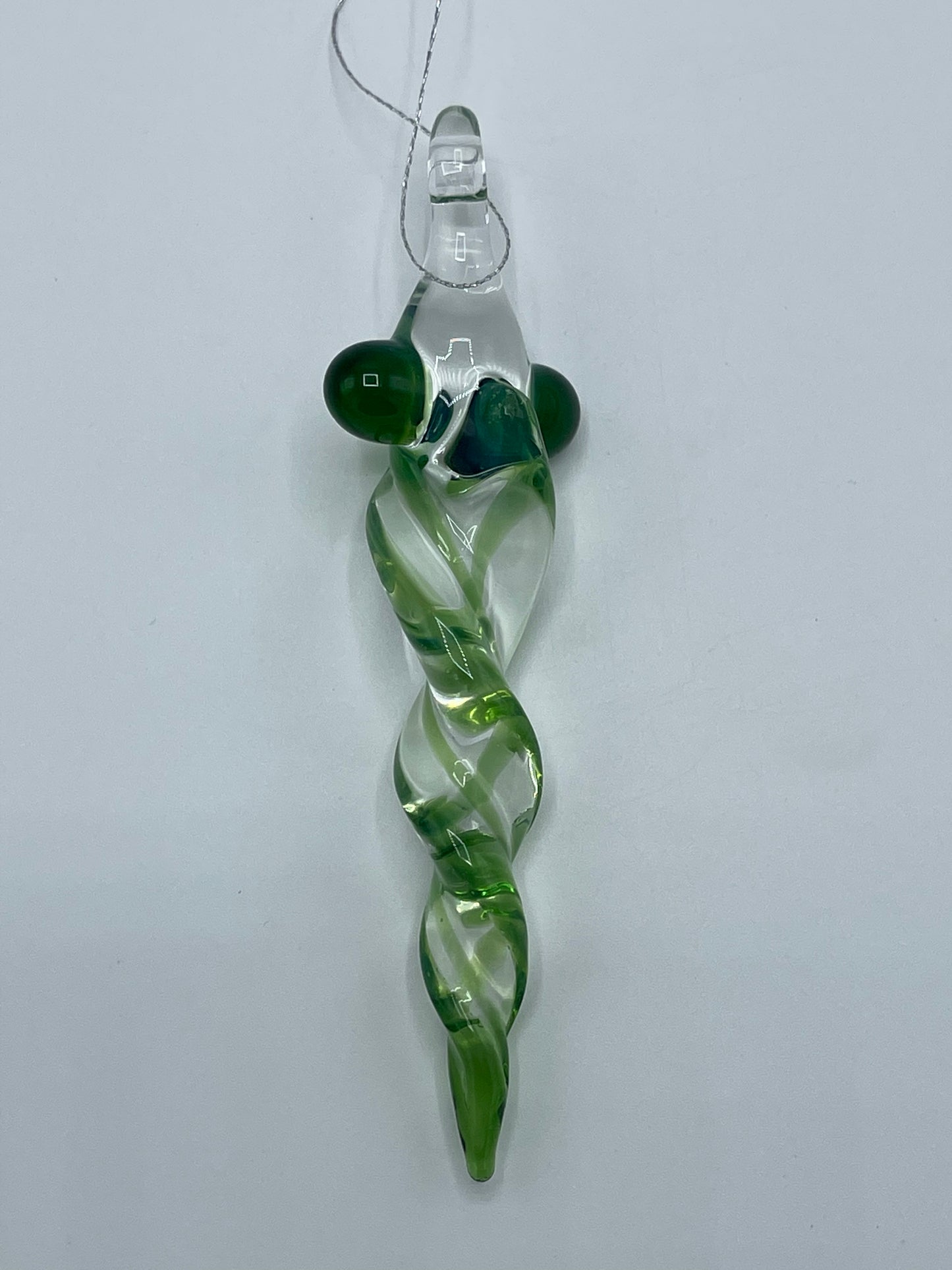 Glass Green Icicle Ornament