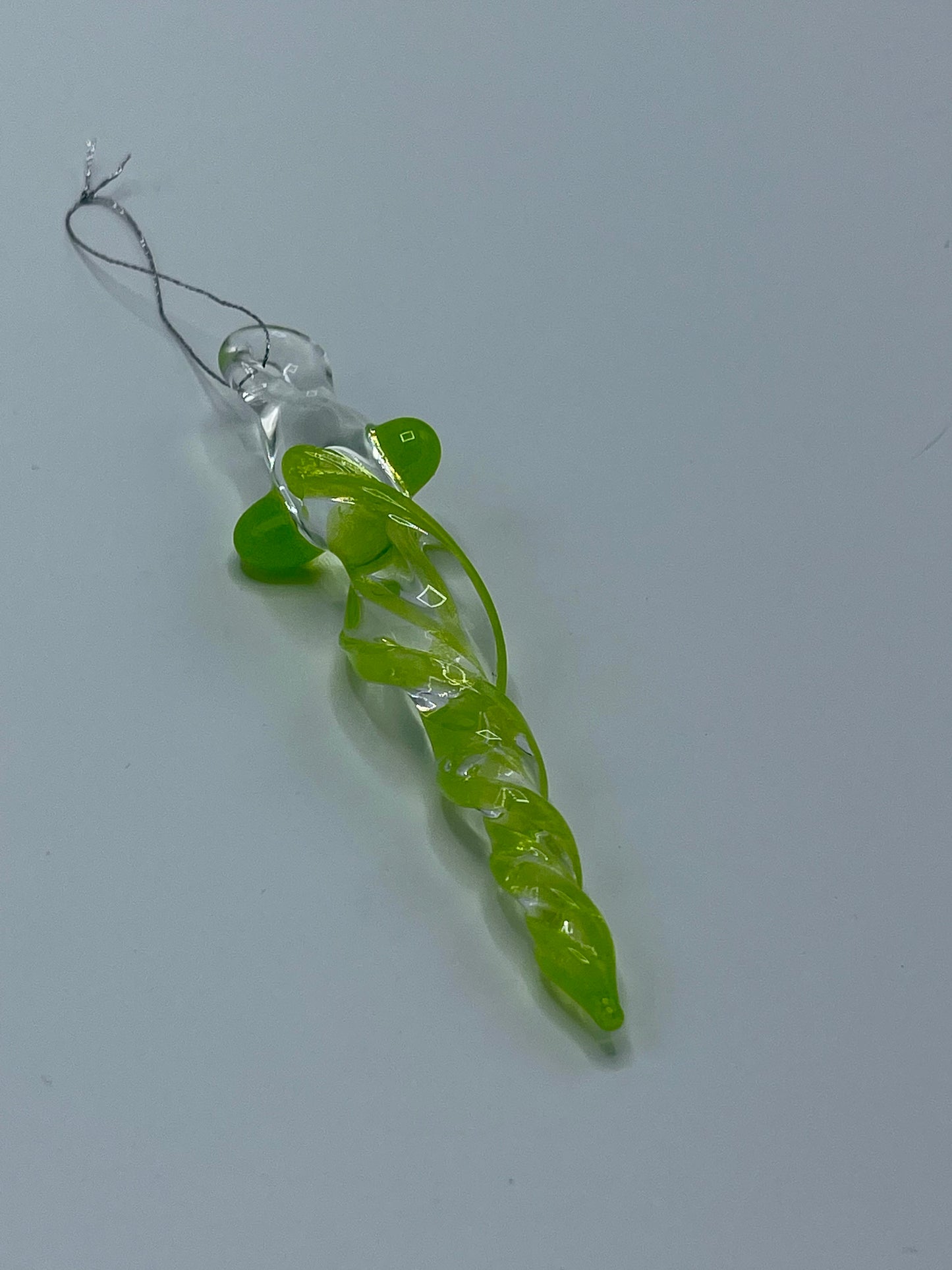 Glass Slime Green Icicle Ornament