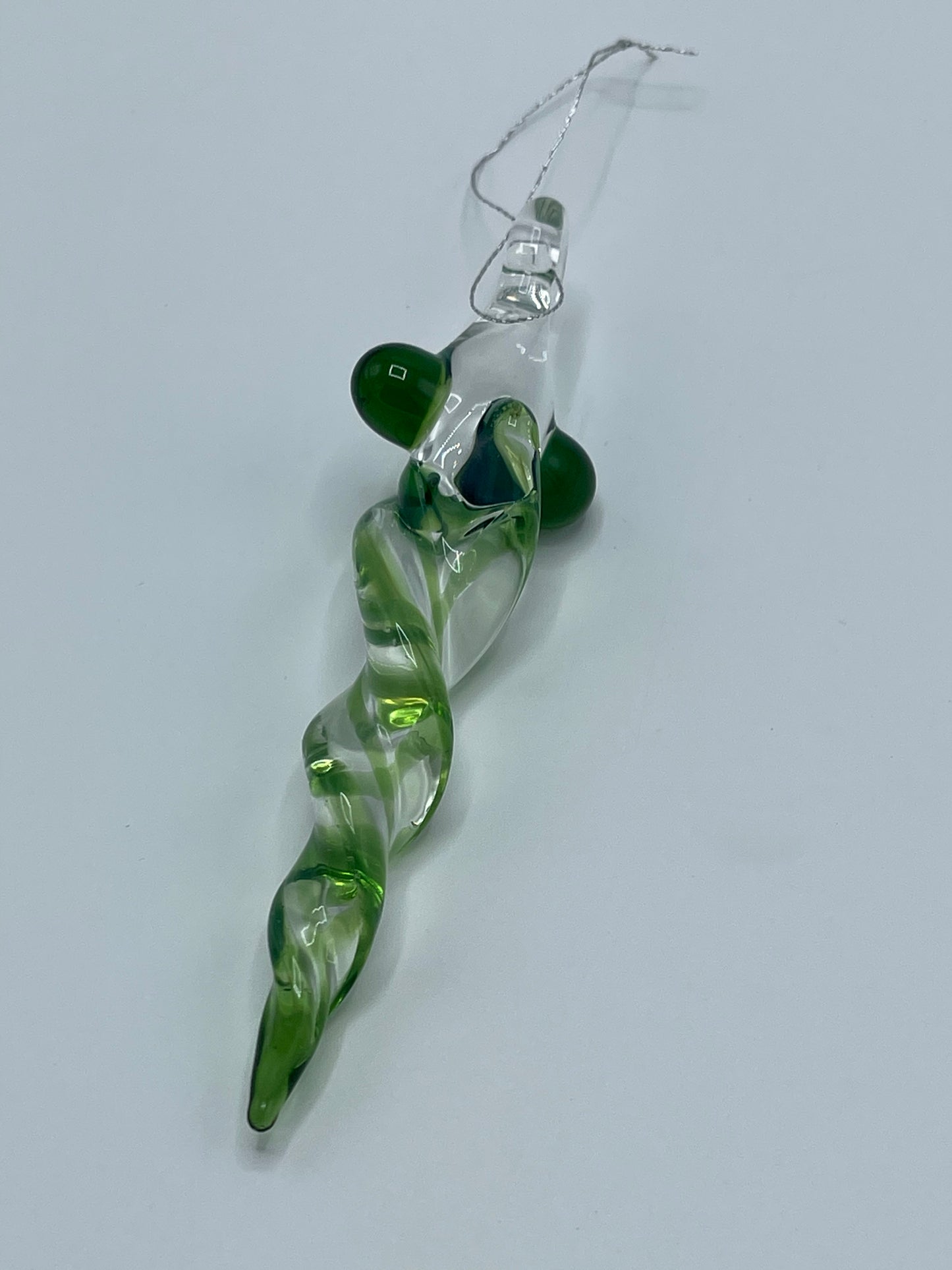 Glass Green Icicle Ornament