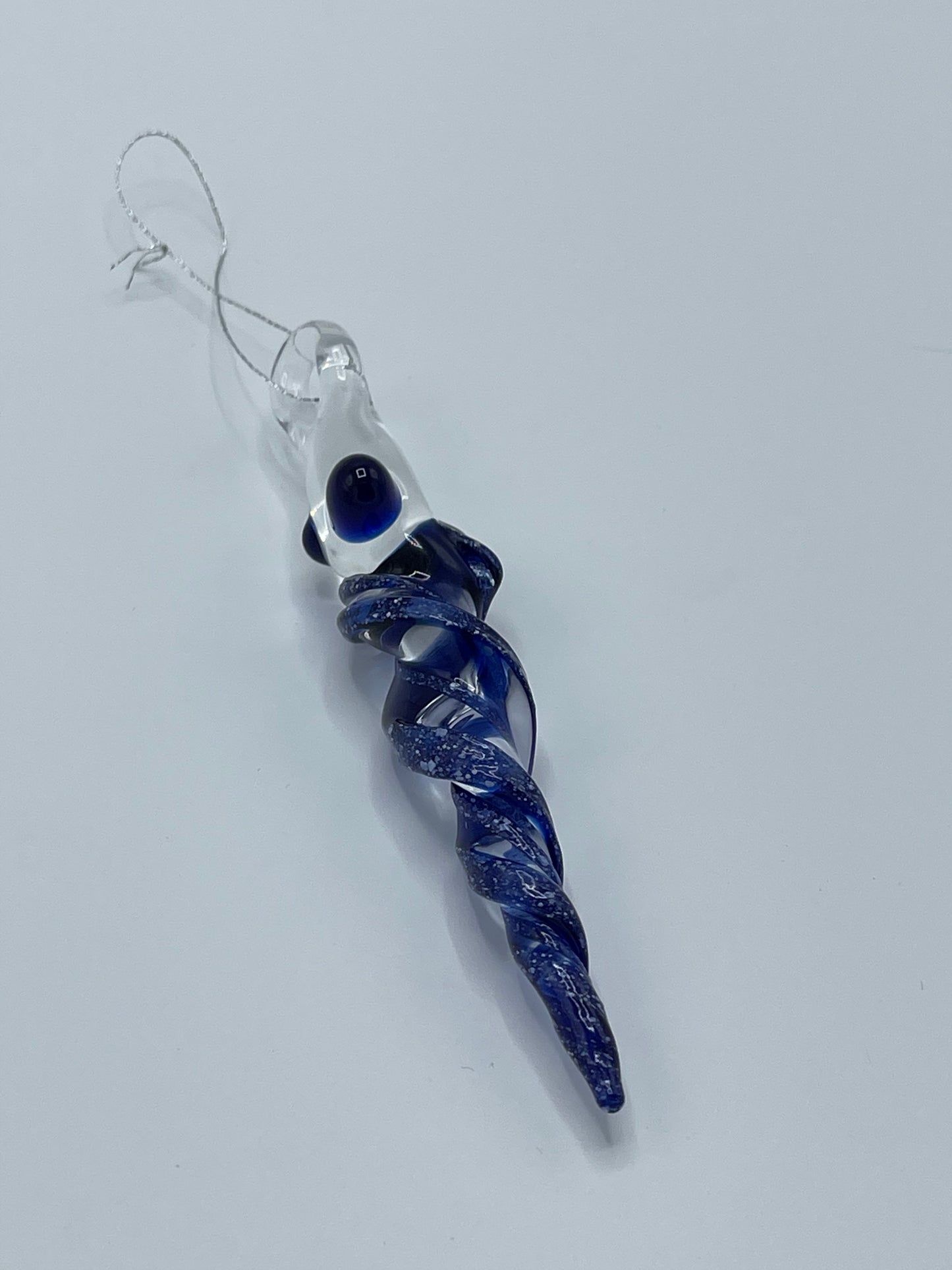 Blizzard Blue Glass Icicle Ornament