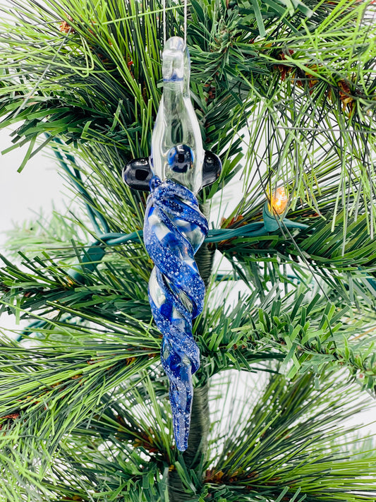 Blizzard Blue Glass Icicle Ornament