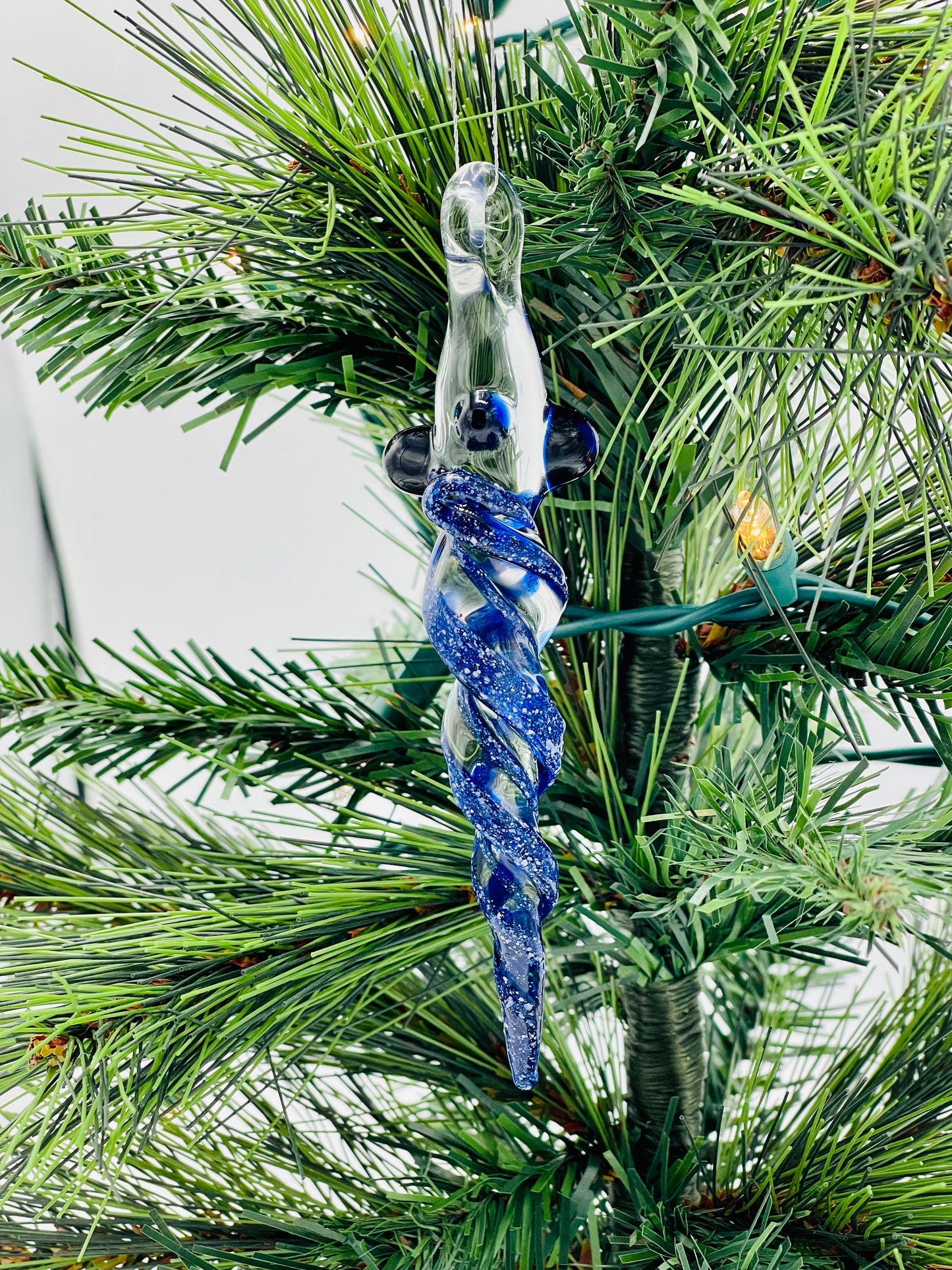 Blizzard Blue Glass Icicle Ornament