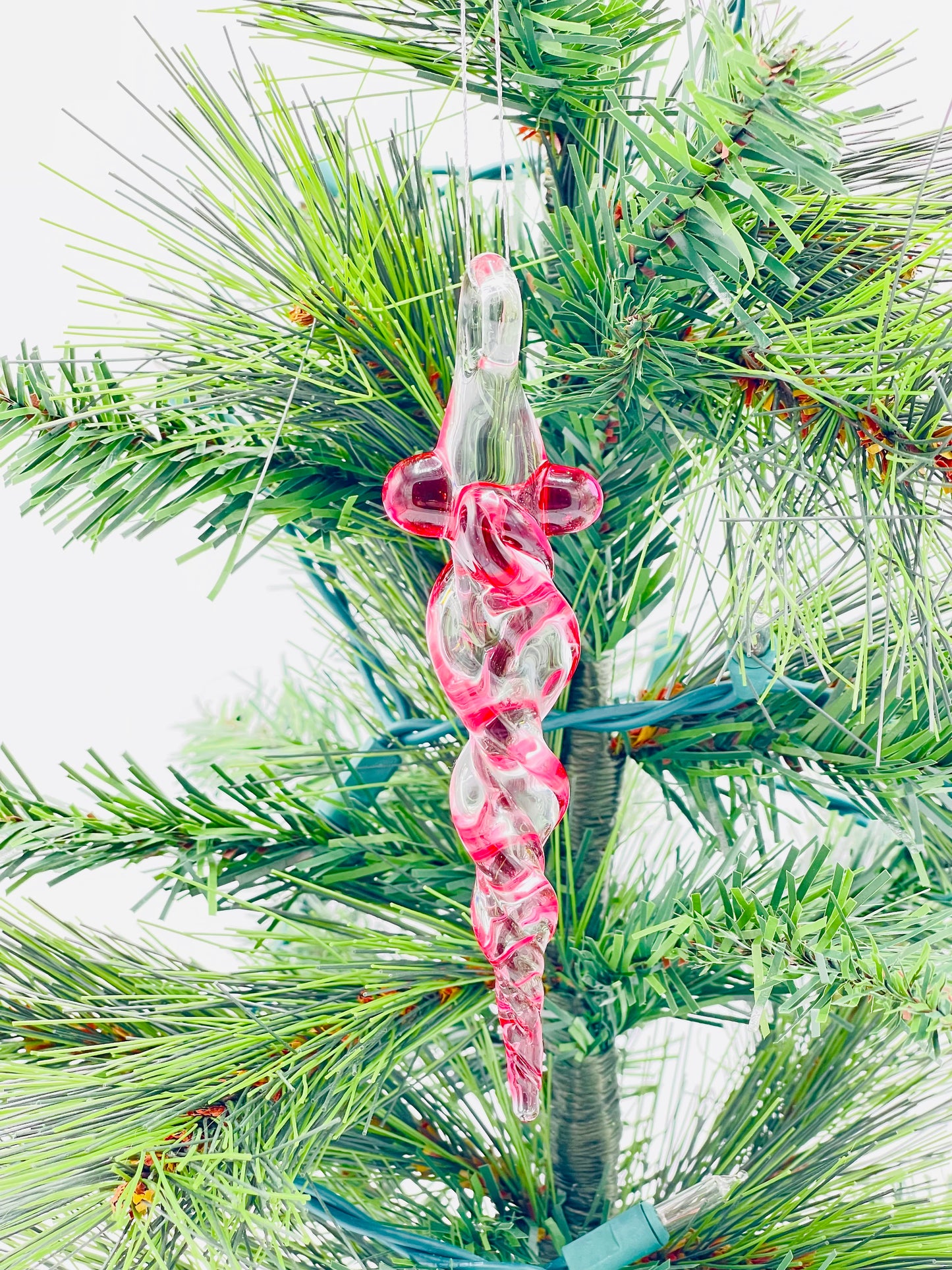 Gold Ruby Glass Icicle Christmas Ornaments