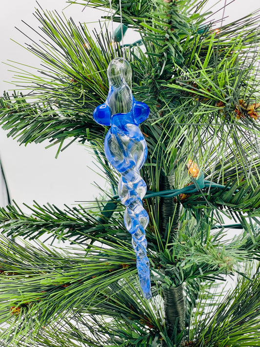 Neptune Blue Glass Icicle Ornament